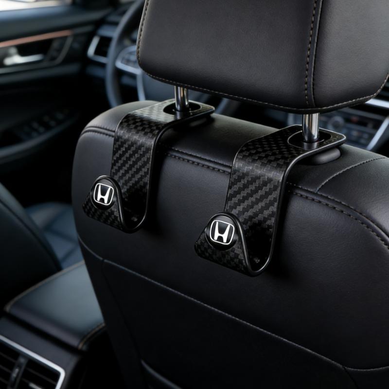 2Pcs Car Hidden Seat Hook Multi-Purpose Carbon Fiber Texture Honda Car Seat Back Creative Multi-function On-Board Hooks XI6