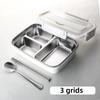 Easy-Clean Container For Students & Office Workers,Leak-Proof Stainless Steel Lunch Box With 3/4 Compartments - Durable