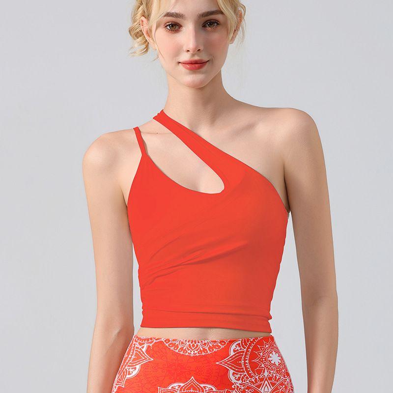 Foreign Trade New Summer Cross-Border Sexy Sloping Shoulder Yoga Vest Sports Running Fitness Yoga Clothes Set With Chest Pad