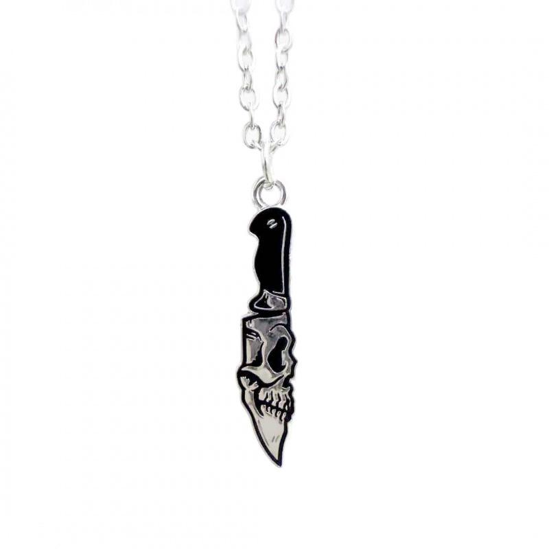 Gothic Punk Knife Halloween Dangle Earrings & Stud Necklace Set