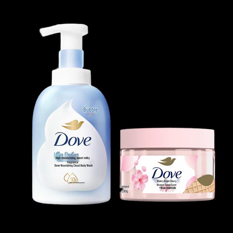 Dove Milk Hydrating Body Wash & Cherry Blossom Scrub Set
