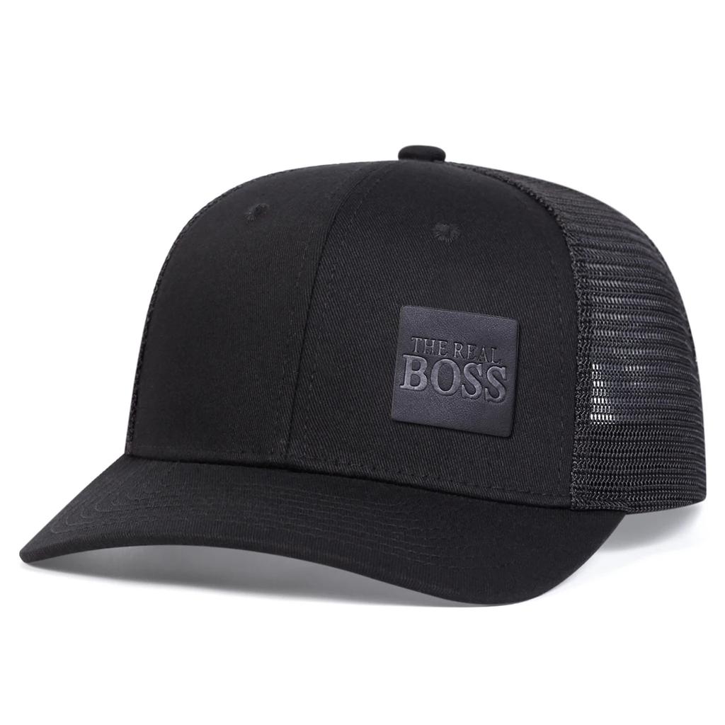 Unisex THE REAL BOSS Letter Leather Label Baseball Net Caps Spring Summer Outdoor Adjustable Casual Hats Dad Hat Sunscreen Hat