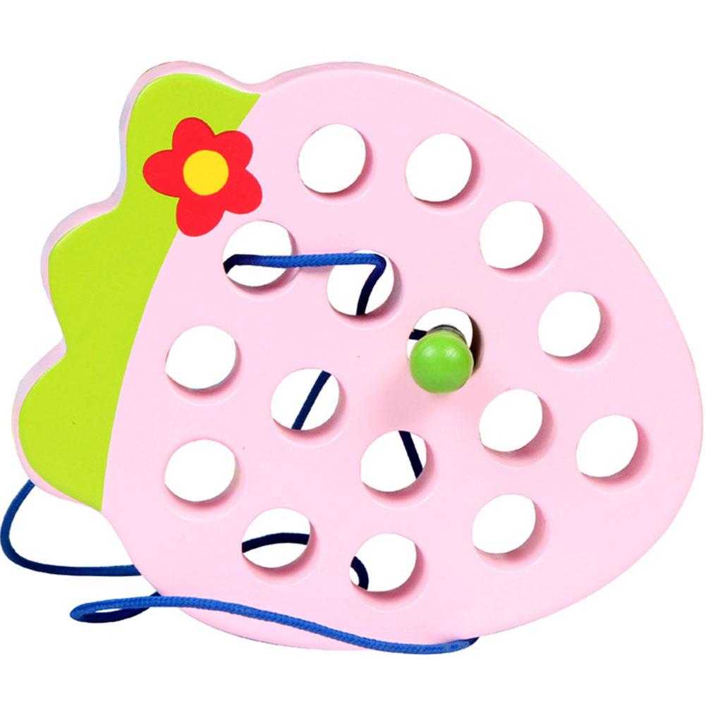 Wooden Learning Early Development Toy Lacing Threading Fruit Educational Toys