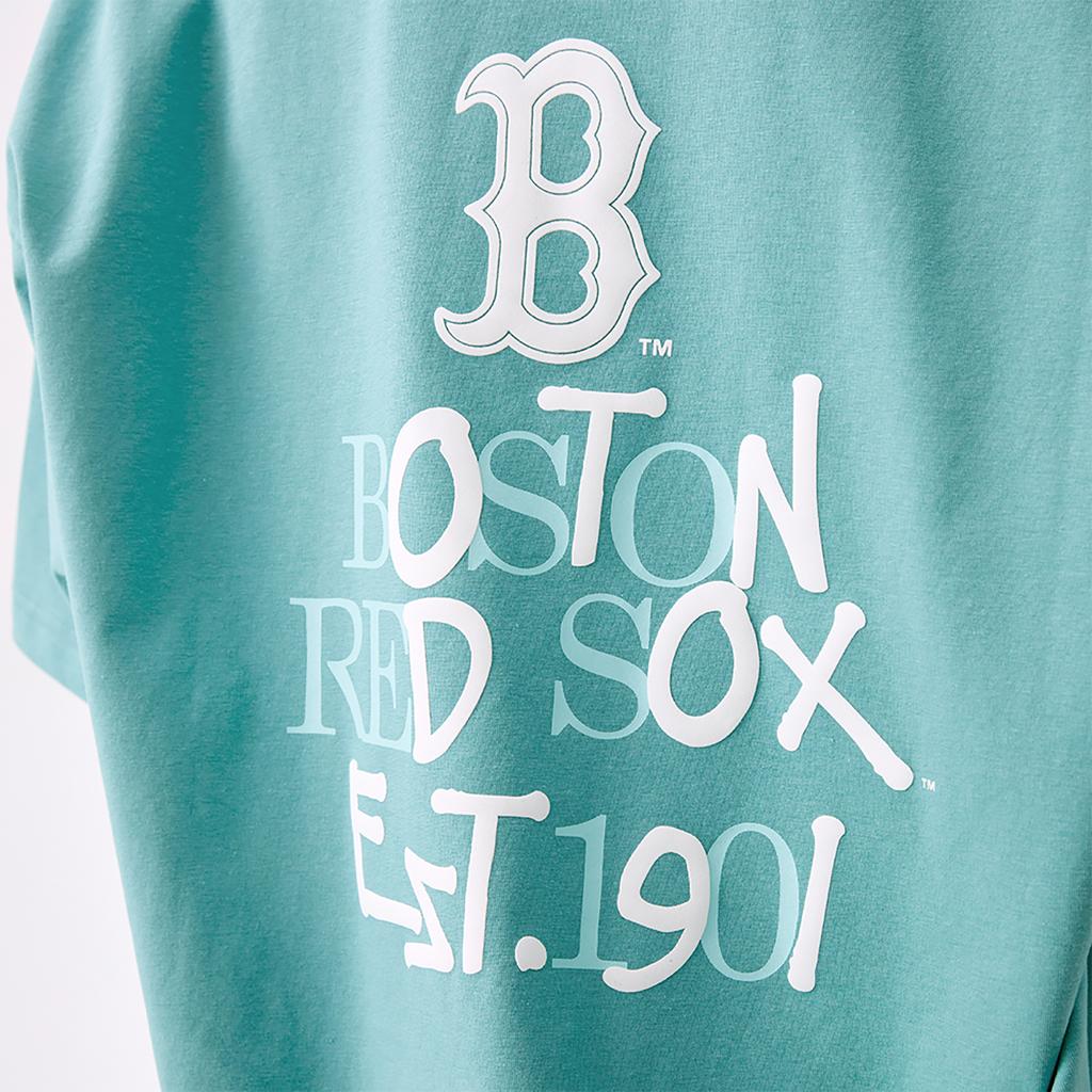 New MLB Boston Red Sox Basic Collection SS25 T Shirt Unisex Heather Gray Mint Green 3ATSB0753-43MTM