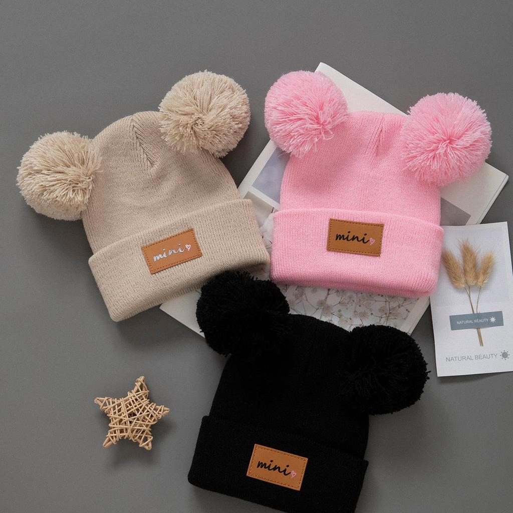 3pcs Kids Knitted Bonnet Bebe Newborn Baby Hat Pompom Cute Winter Hat for Boys Girls Children Warm Beanie Cap 0-3Y