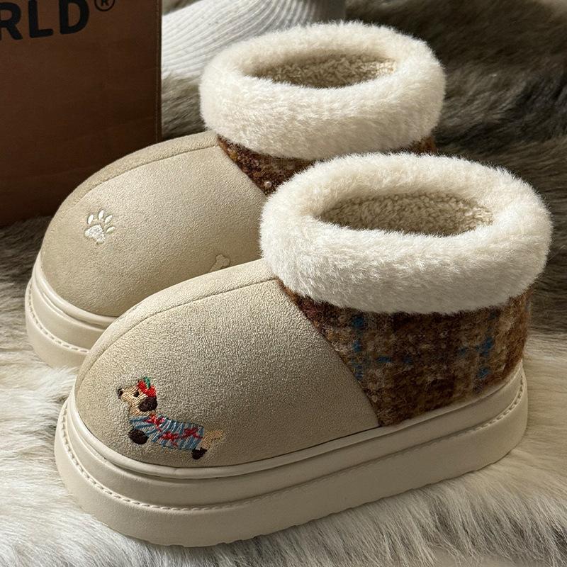 

Women s cartoon fashion lightweight height-enhancing soft sole winter warm fur one snow boots velvet lined non-slip casual sports cotton boots 40/41