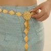 Vintage Water-Sprinkling Festival Waist Chain Golden Zinc Zinc Alloy Hollow Out Belt  Gypsy Style