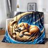 1pc. Cute Puppy Sleeping on Crescent Moon Blanket - Perfect for Home, Office, Outdoor Use, Gift Idea, Suitable for All Seasonsz041761