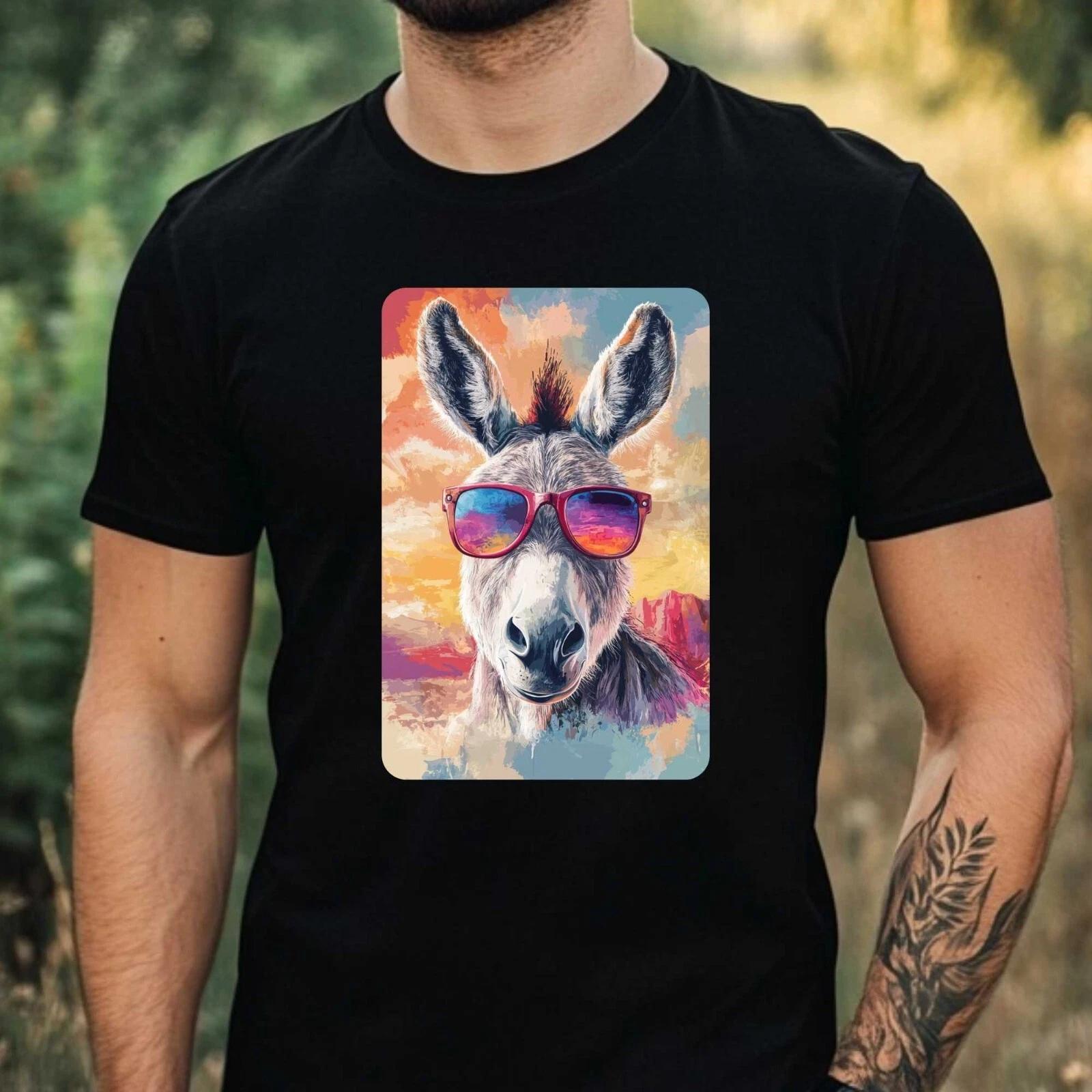 T-Shirt Herren Esel mit Sonnenbrille Motiv Baumwolle Größe XS bis 5XL XL