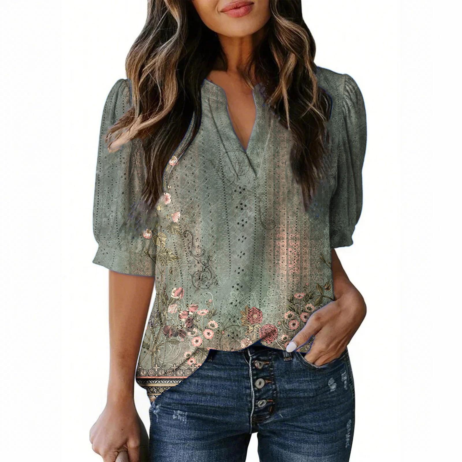 

Женские повседневные свободные рубашки модные топы футболки футболки M зелёный