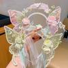 Fresh Sweet Butterfly Flowers Hairband Silk Ribbon Pearl Beads Floral Headwear Fairy Hair Jewelry Decorative Headwear Women Wear
