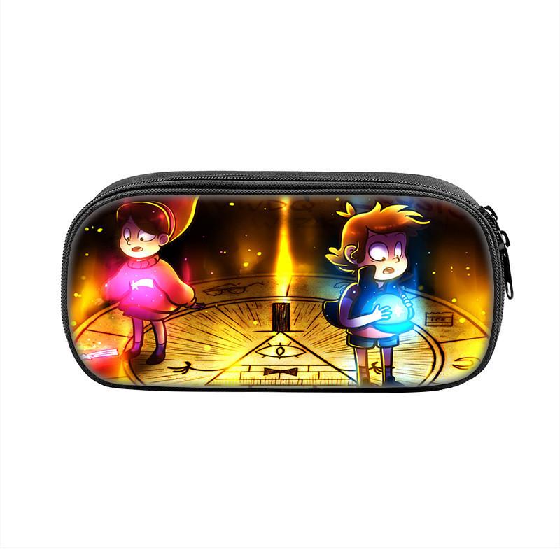 Gravity Falls Cartoon Pencil Case Large Capacity Nylon School Supply Organizer For Students