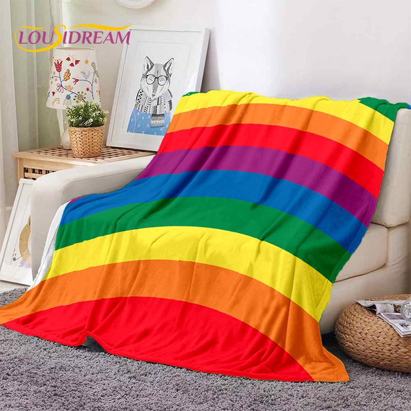 Rainbow Colour Illusion Cartoon Soft Flannel Blankets,Throw Blanket Comfortable Blanket for Picnic Beds Sofa Home Bedroom Gifts