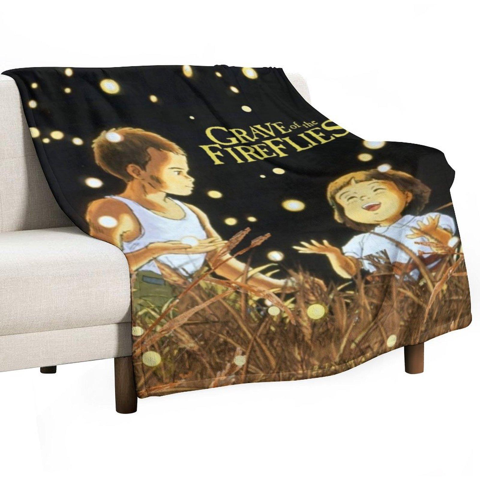 

Grave of The Fireflies (Large) Throw Blanket Summer heavy to sleep Heavy Camping Blankets 30x40in