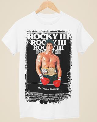 Rocky III - Filmplakat Inspiriertes Unisex Weißes T-Shirt Grafik-T-Shirt