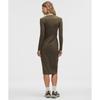 Lululemon All Aligned Ribbed Long Sleeve Midi Dress Olive Brown