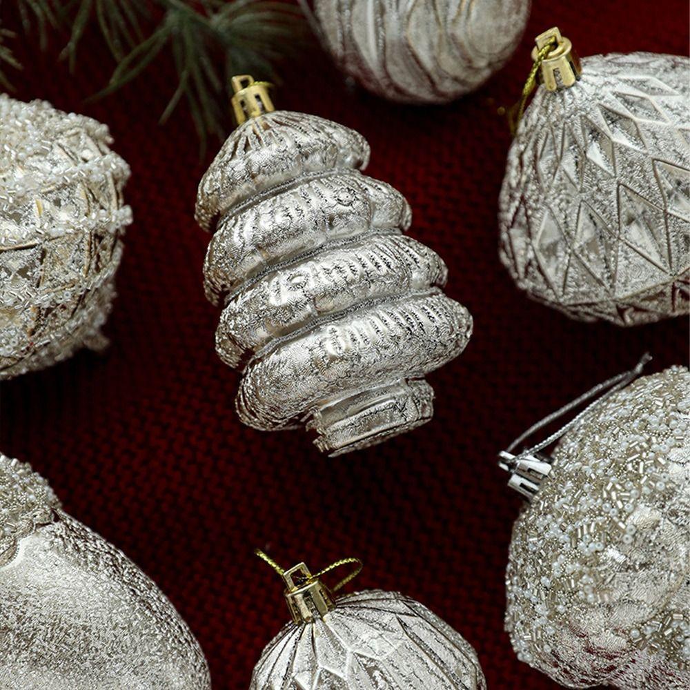 Light Gold Christmas Balls Pendants Plastic Shatterproof Xmas Tree Hanging Pendants Pinecone Merry Christmas Decor Hotel Mall