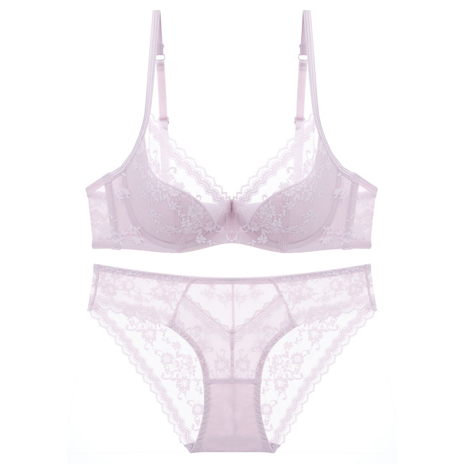 

Літній Сексуальний Мереживний Вишивний Жіночий Комплект Спідньої Білизни Французький Тонка Чашка Пуш-Ап Бюстгальтер Комфортна Дихаюча Спідня Білизна Жіночий Комплект Бюстгальтера та Трусиків 85C лавандовий