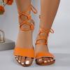 Fashion 2024Summer New Lace-up  Fashion Outside Square Toe Sexy Sandals for Women Fashion All-match Cross-tied Solid  Women Sandals