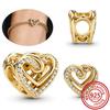 925 Copper Two-tone Stepmom Entwined Hearts Monstera Leaf Glow-in-the-dark Firefly Charm Beads Fit Pantaro Bracelet DIY Zircon