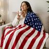 American Flag Flannel Plush Throw Stars And Blanket Soft Patriotic Blanket USA Stripes