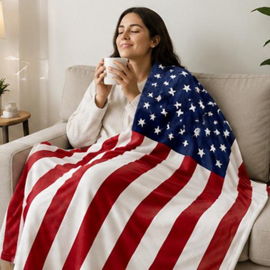 American Flag Flannel Plush Throw Stars And Blanket Soft Patriotic Blanket USA Stripes