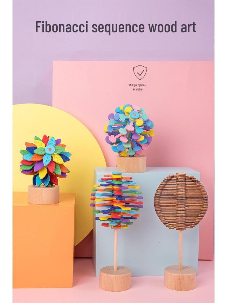 Fibonacci Sequence Wooden Spinning Top Ornament Toy