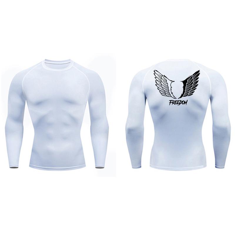 Angel Wings Freedom Print Compression Shirt for Men Sporty Quick Dry Tees Tshirt Tops Gym Workout Running Undershirts Baselayers