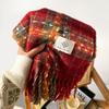 Winter Christmas red atmosphere soft waxy scarf female couple style holiday gift premium sense angola red plaid shawl