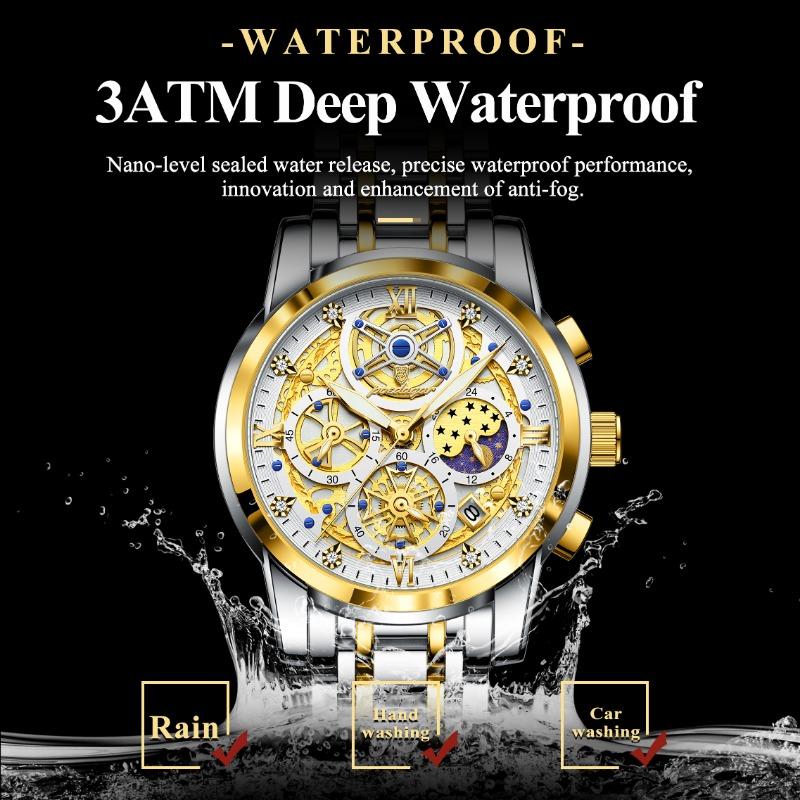POEDAGAR Luxury Watch For Men Original Waterproof Luminous Date Clock Chronograph Stainless Steel Quartz Watches Reloj