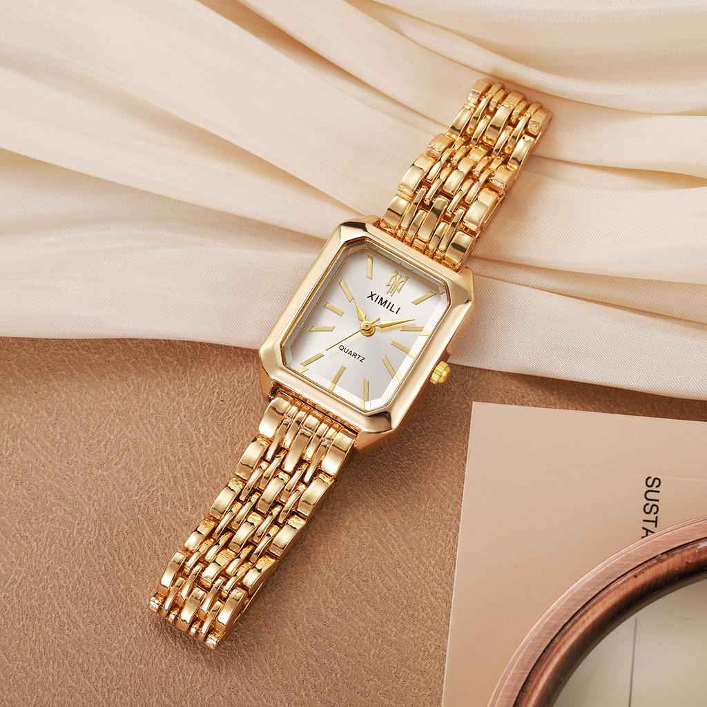 1 pièce/set montres carrées minimalistes pour femmes avec bracelet en acier, montres à quartz tendance, adaptées comme cadeaux