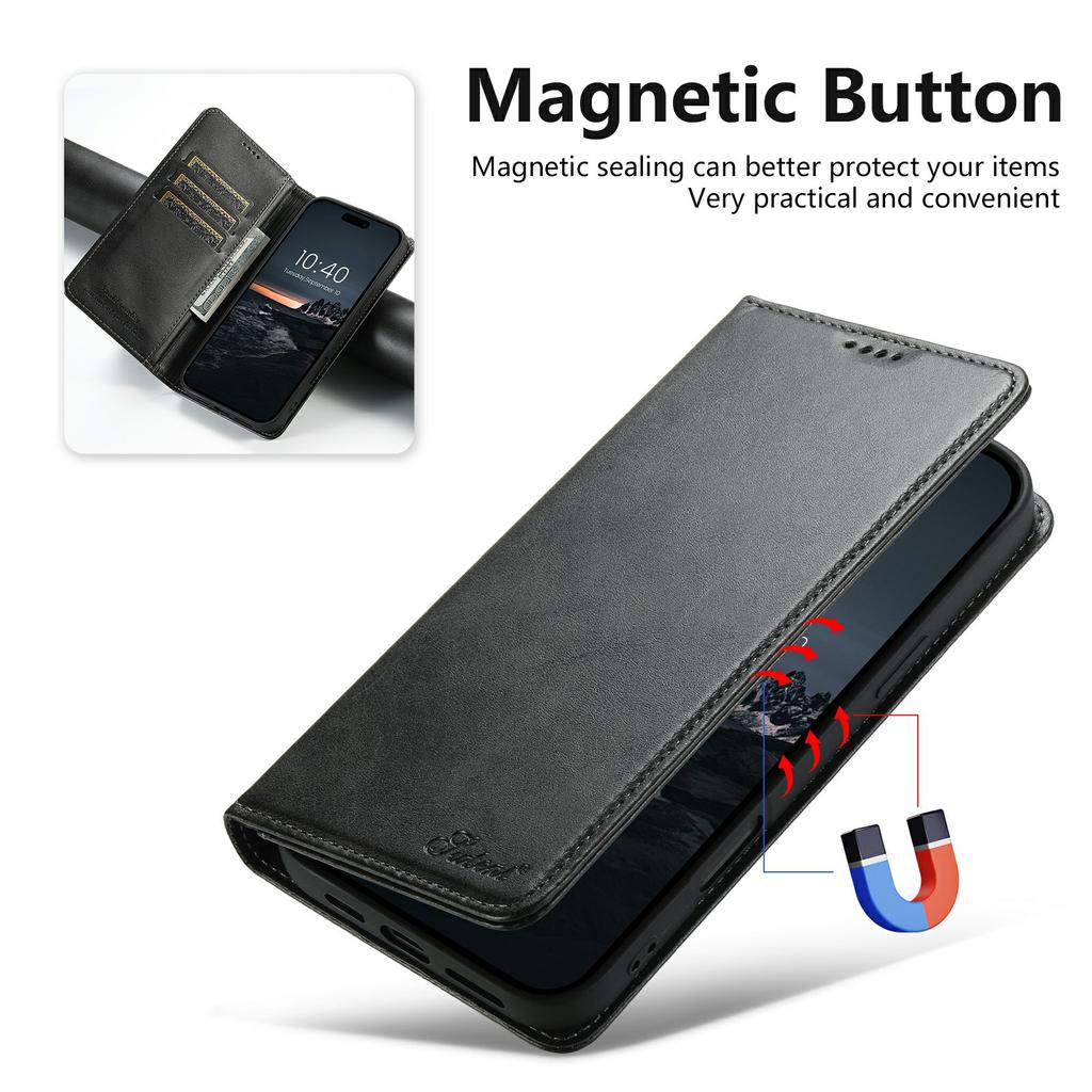 SUTENI For iPhone 17 Pro Case PU Leather Wallet Stand Magnetic Closing Phone Cover