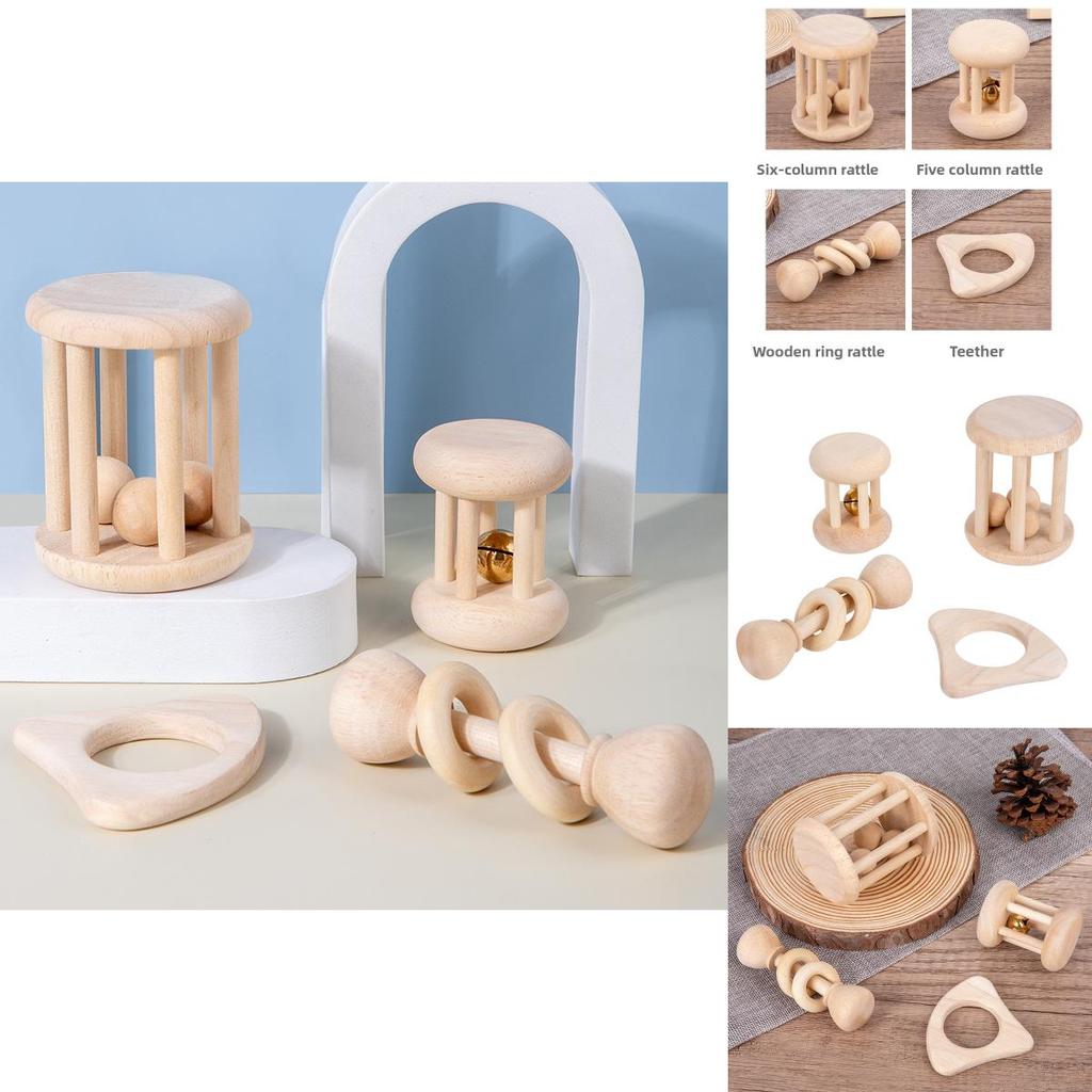 Wooden Baby Rattle Set With Sound Rescue For Early Childhood Learning And Development
