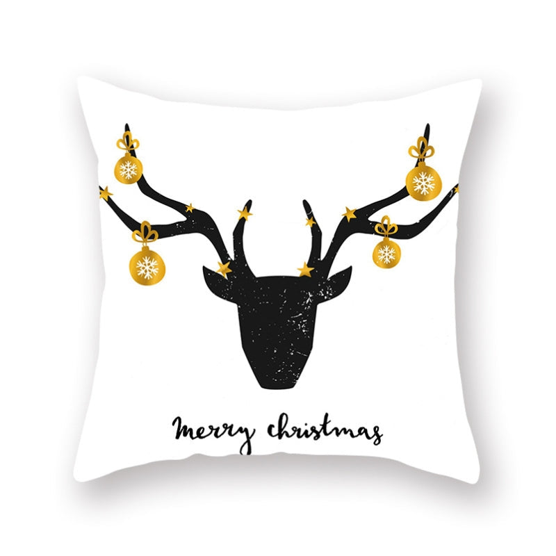 Santa Claus Christmas Ornament Print Pattern Cushion Cover Home Living Room Sofa Decoration Square Polyester Pillow Pillow Cover