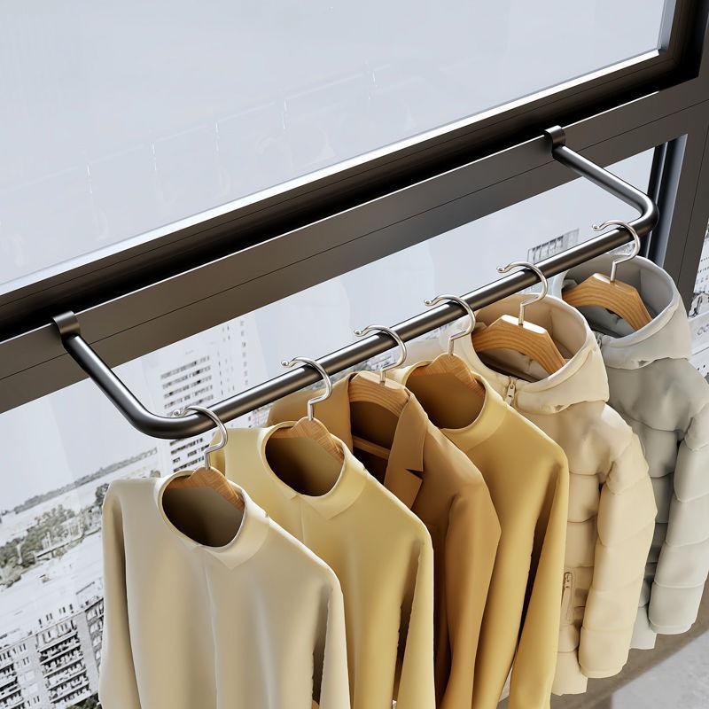 Anti-Theft High-Rise Window Clothes Drying Rack for Balcony or Window Frame