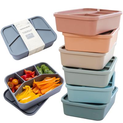 Silicone Bento Box,FourCompartments,Reusable Silicone Lunch Box,Thickened and Leak-Proof Food-Grade Divided Lunch Back To School