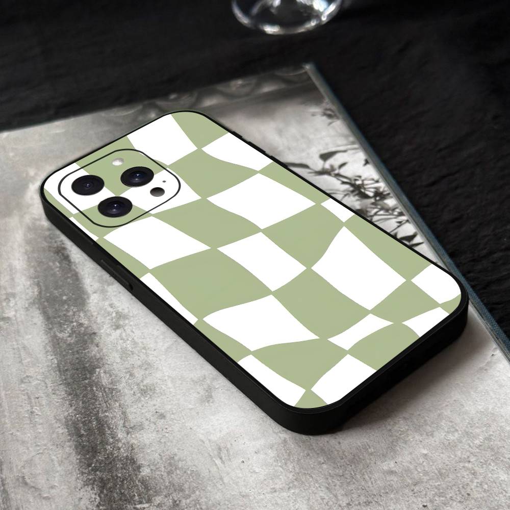 Checkerboard Phone Case Black Silicone Soft Shell For IPhone 17 16 15 14 13 12 11 Air Pro Max Plus Hot Sale