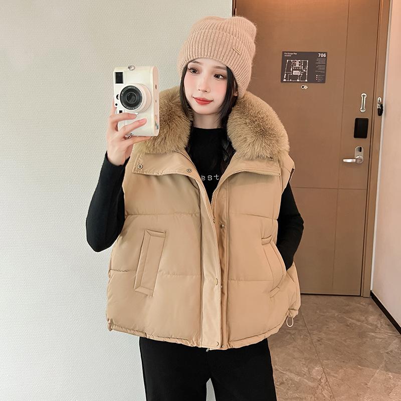 Autumn and Winter New Thickened Warm Top Korean Version Classic Versatile Down Cotton Jacket Vest Women