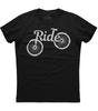 Ride Bicycle Printed Mens Short Sleeve New Cotton Black T-shirt