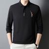 Men's Spring and Autumn New Embroidered Polo Shirt Men's Fashion Korean Style Lapel Long Sleeve T-shirt