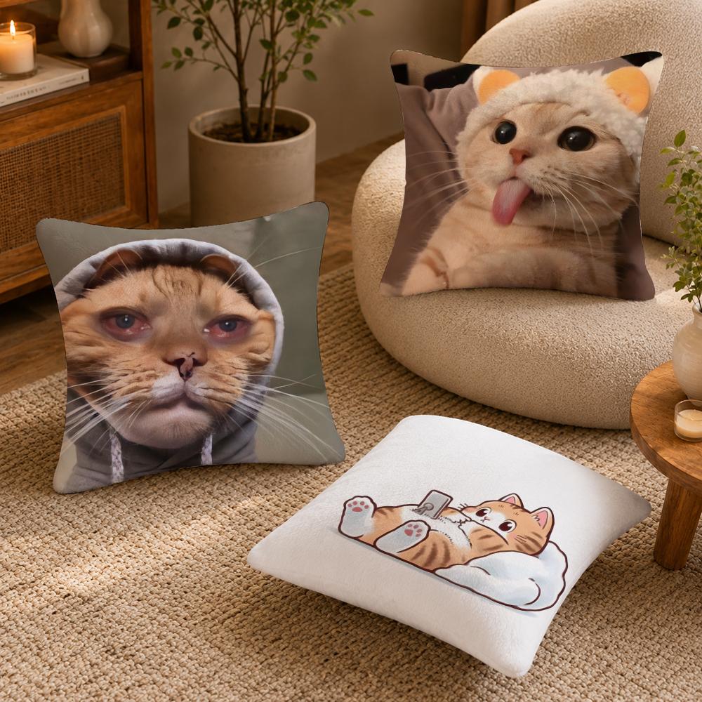 cat Cushion Cover Anti-dustmite Pillowcase Invisible zipper silky short plush Sofa cushion cover