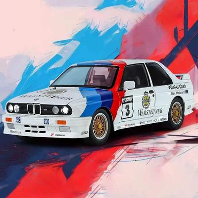 1:24 BMW M3 Automodelle aus Druckgusslegierung, Ton und Licht, Indoor-Kollektion, Hobby-Dekoration, Retro-Simulationsautomodell, trendige Spielornamente, Geschenk für Jungen