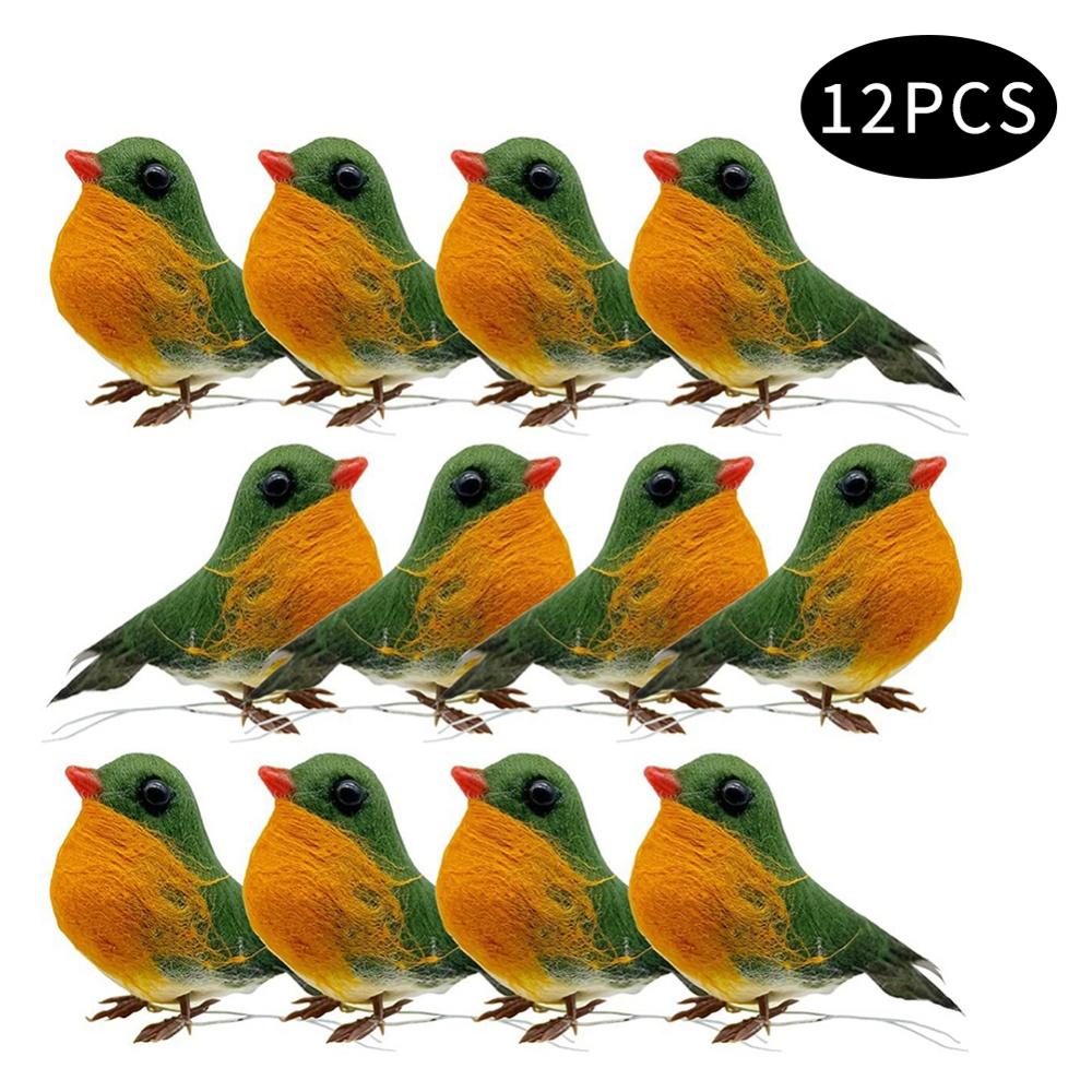 12/1PS Artificial Feather Robin Bird Ornament Christmas Tree Decoration Craft Valentine's Day Wedding Home Outdoor Yard Ornament