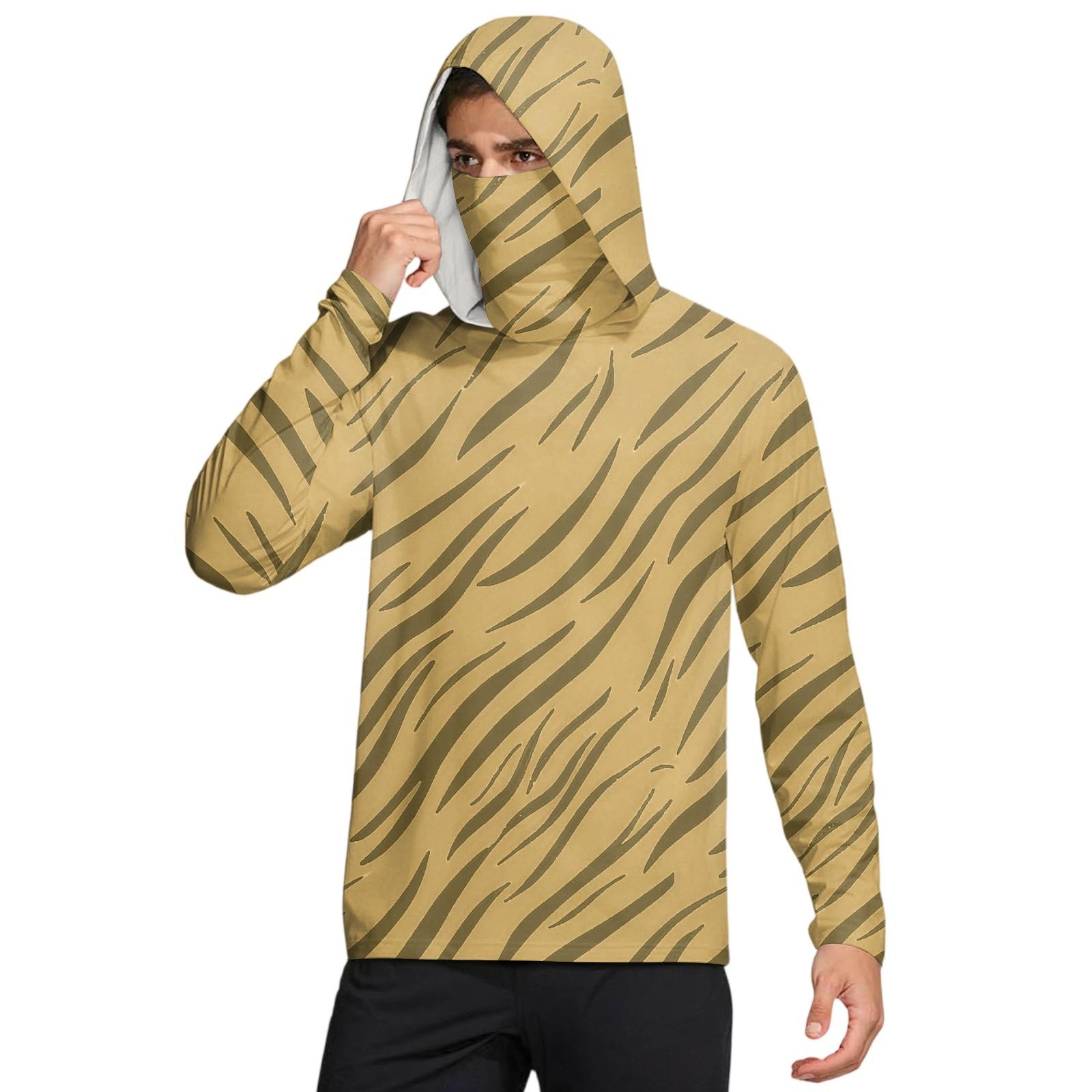 

Men s Shirt With Mask Lightweight Long Sleeve Hooded Hiking Fishing Performance XXXL