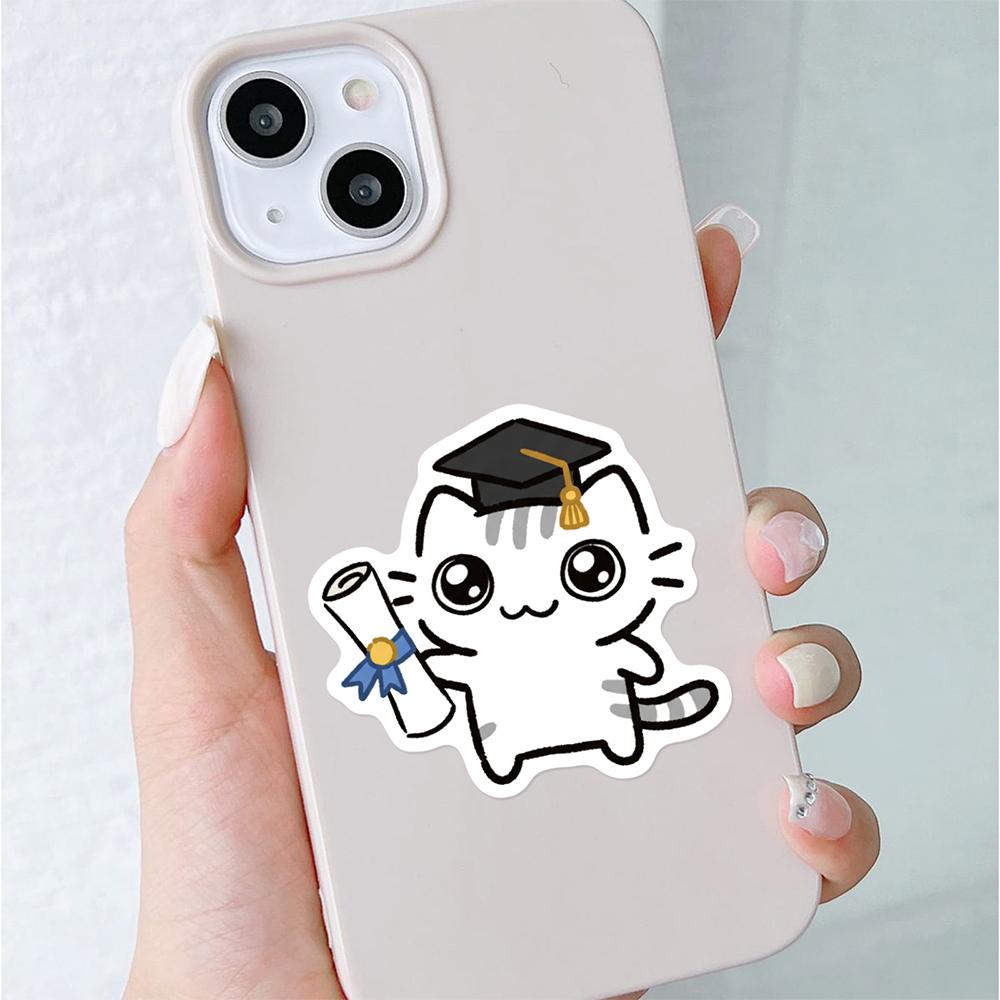 10/30/50pcs Cute Line Kitten Daily Graffiti Sticker Kawaii Cat Cartoon Aesthetic Decal Decorative Diary Laptop Phone Case