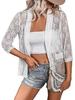 Spring Women's Elegant Lace Cardigan Top with Three-Quarter Sleeves