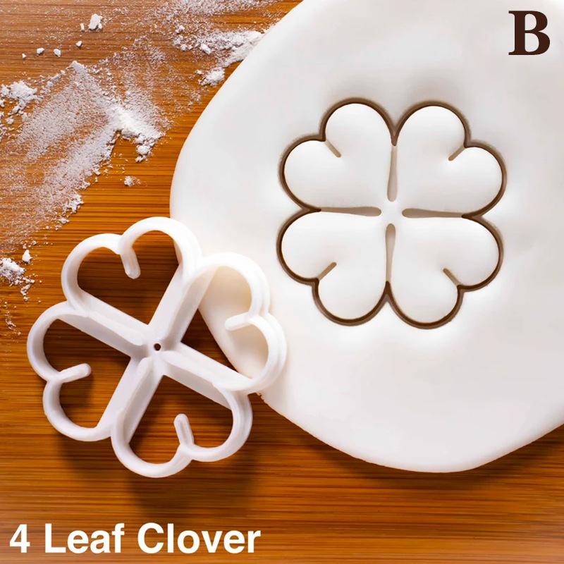 St. Patrick'S Day Shamrock Four Leaf Clover Diy 3D Cookie Cutter Fondant Molds Baking Decoration Tool For Cake Mold Party Lucky