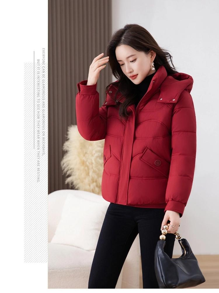Women’s Short Windproof Thicken Warm Winter Jacket With Detachable Hood
