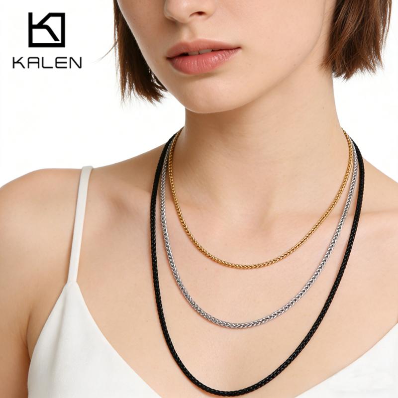 2.5/3mm Wide Stainless Steel Keel Chain Necklace for Women Men Trendy Shiny Gold Color Jewelry Delicate Collar Chain Accessories