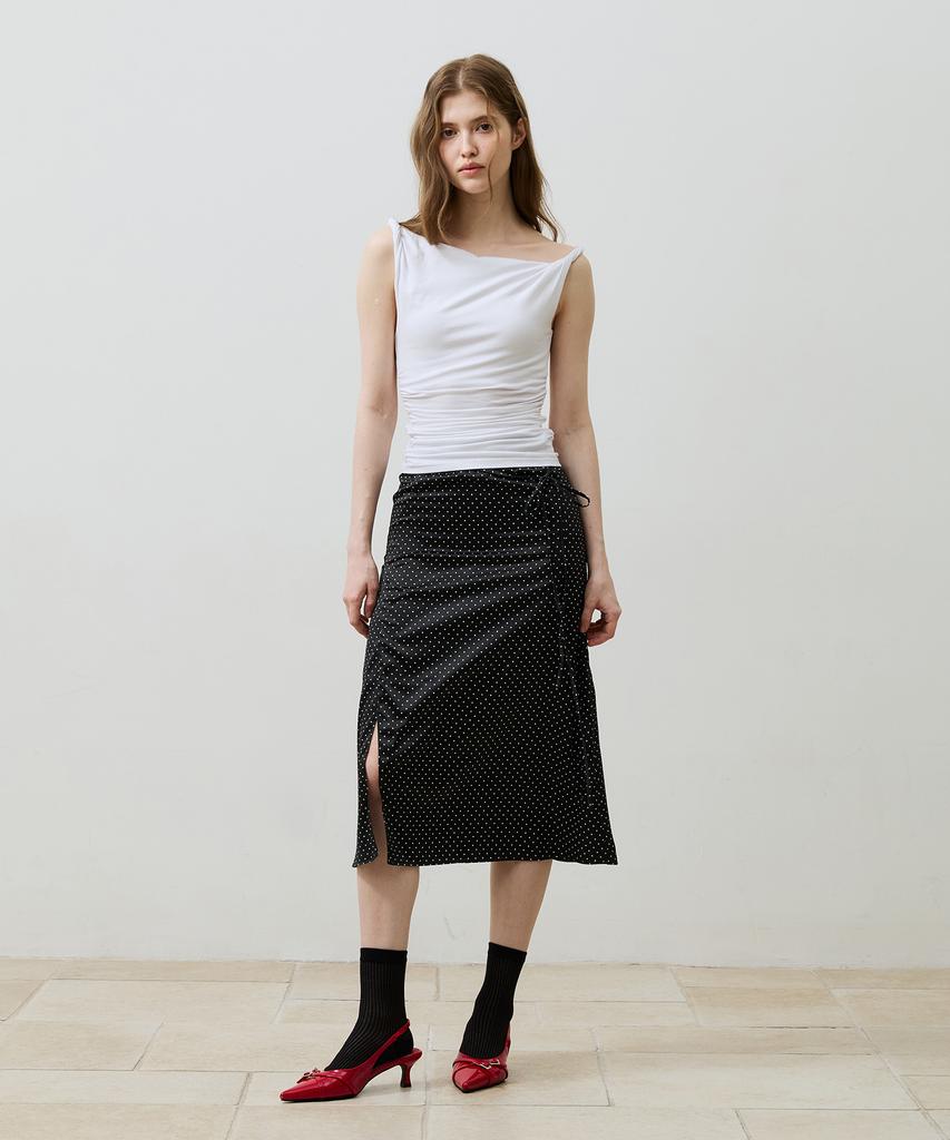 Alikim Tiny Dot Slit Skirt / Black